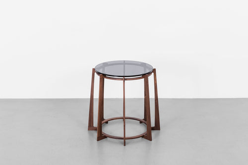 Grey glass/ Walnut