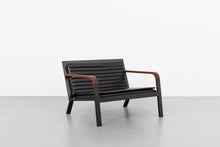 Load image into Gallery viewer, Black leather/ walnut