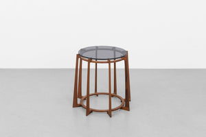 Grey glass/ Walnut